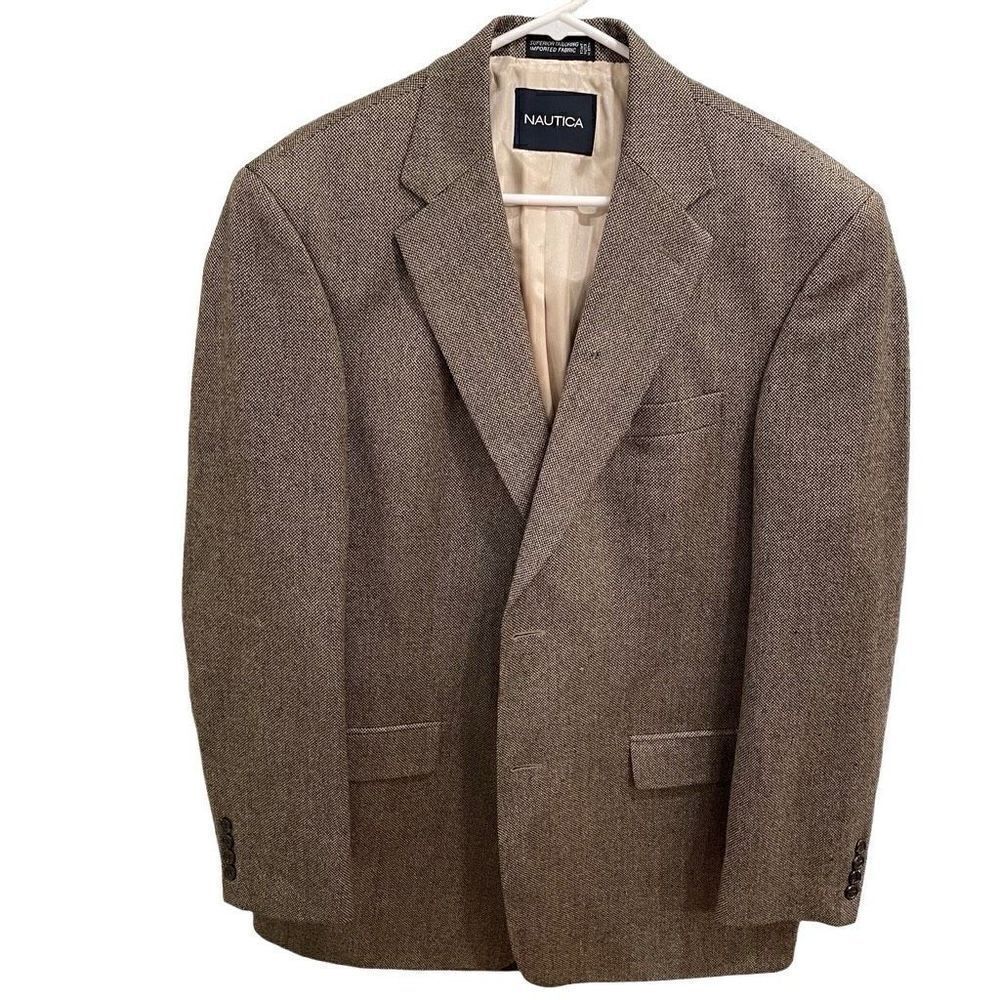 Vintage Nautica Blazer Mens 43L Lambswool Two Button Sportcoat